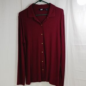 Lands' End , Women's Rich Red Button Down Shirt